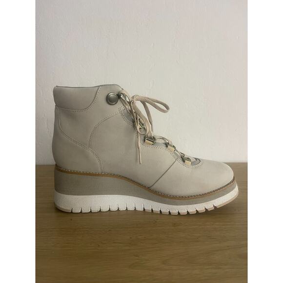 Cole Haan 10 Boots Zero Grand City Lace-Up Platform Wedge leather Boot Gray - Picture 7 of 10